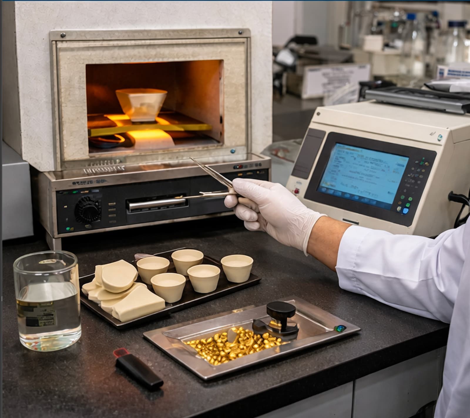 Gold being poured into a mold